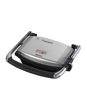 Ariete 1911 Toast & Grill Slim, Piastra elettrica antiaderente, 1000 W, Piastre teflonate e rigate, Termostato, Grigio