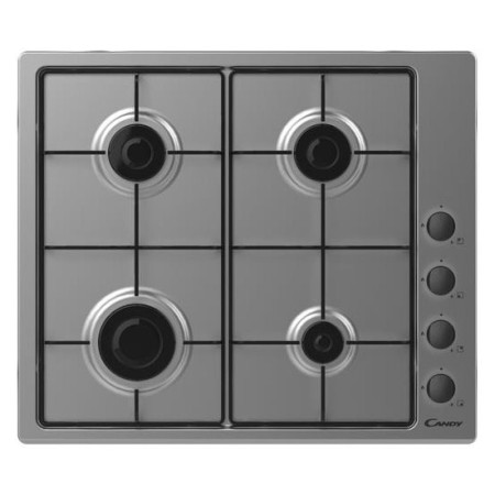 CANDY CHW6LBX - Piano da 60cm lateral inox,  Griglie in piattina, 4 fuochi Manopola nera,