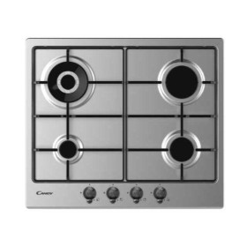 CANDY CHW6BR4WTX - Piano da 60 cm inox , 4 fuochi con DC 4Kw, manopola new tradis