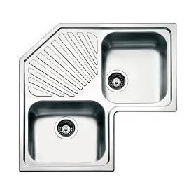 APELL  Lavello angolare 2 vasche + gocciolatoio 830x830x500 mm, inox spazzolato - ROAN2IBC