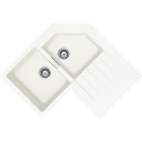 Schock PRIC200AP01 | PRIMUS C200  |2 VASCHE SX + GOCCIOLATOIO - ANGOLARE | 840x840x500 | BIANCO ASSOLUTO