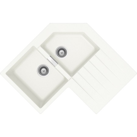 Schock PRIC200AP01 | PRIMUS C200  |2 VASCHE SX + GOCCIOLATOIO - ANGOLARE | 840x840x500 | BIANCO ASSOLUTO