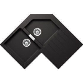 Schock PRIC200AP13 | PRIMUS C200  |2 VASCHE SX + GOCCIOLATOIO - ANGOLARE | 840x840x500 | NERO ASSOLUTO