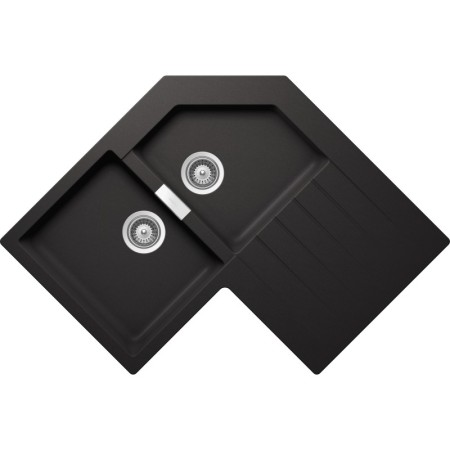 Schock PRIC200AP13 | PRIMUS C200  |2 VASCHE SX + GOCCIOLATOIO - ANGOLARE | 840x840x500 | NERO ASSOLUTO