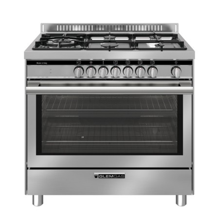 GLEM GAS ST96TMI | LINEA SPECIALISTA TOP             | 90X60  - 4 f.gas + 1 tripla corona HP.C a SX da 4 KW -  forno gigante ELE