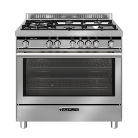 GLEM GAS ST96TVI | LINEA SPECIALISTA TOP             | 90X60  - 4 f.gas + 1 tripla corona HP.C a SX da 4 KW -  forno gigante A G