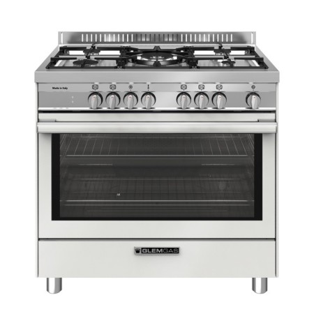 GLEM GAS ST965MWH | LINEA SPECIALISTA TOP             | 90X60  - 4 f.gas + 1 tripla corona HP.C centrale da 4 KW -  forno gigant
