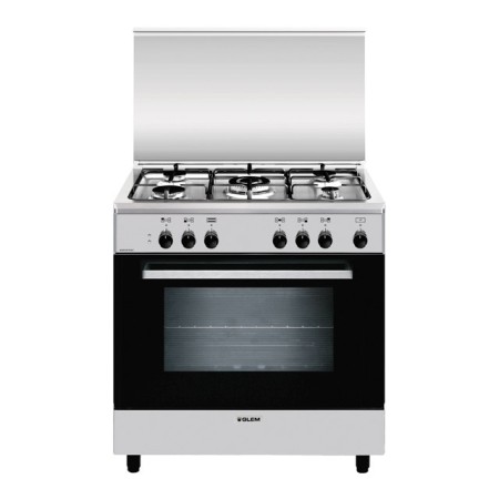 GLEM GAS A855EI | LINEA ALPHA              | 80x50 4f gas + 1 tripla corona centrale da 3,8 KW,  forno gigante elettrico - INOX