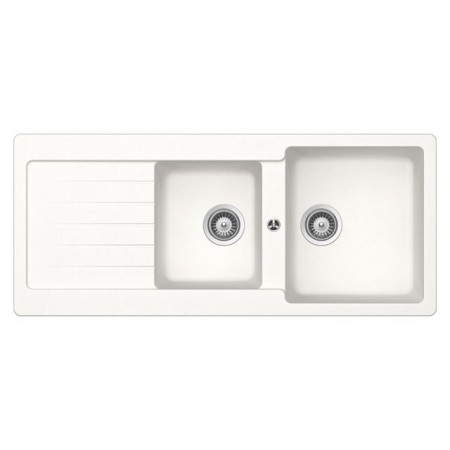 GLEM GAS LS2G16WH | LAVELLI | 116X50 - 2 vasche + gocciolatoio - pilette 31/2 - BIANCO