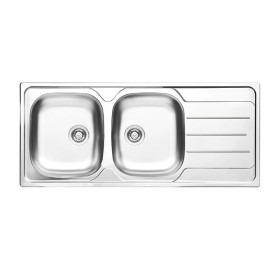 GLEM GAS L2G16XS3 | LAVELLI | 116X50 2 - vasche sx + gocciolatoio - pilette 31/2 - profondità 20 cm - INOX