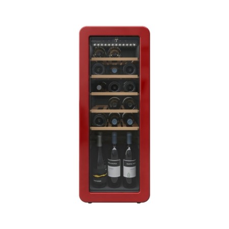 Vinum Design NVD90-24S-RED | LIBERO POSIZIONAMENTO Cantina Vino da 24 bottiglie, Singola Temperatura, Finitura Porta Rossa con S
