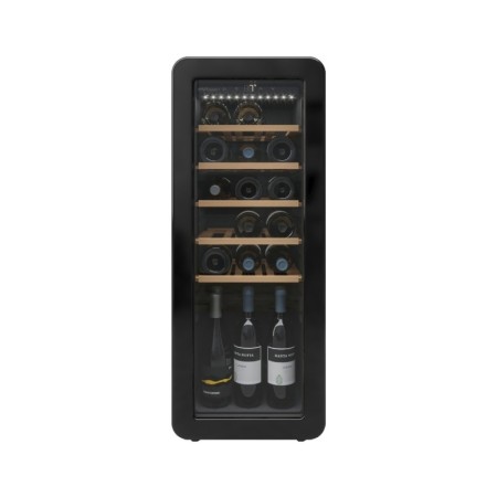Vinum Design NVD90-24S-BLACK | LIBERO POSIZIONAMENTO Cantina Vino da 24 bottiglie, Singola Temperatura, Finitura Porta Nera con