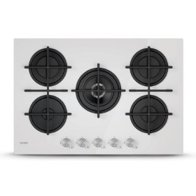 CANDY NEW CVG74WTW | 33803480 | EX CVG74WPW | Piano Gas Vetro Bianco da 75 cm 5 Fuochi   Bruciatore speciale al centro DC 4 KwGr