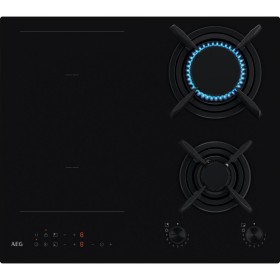 AEG New HDB64623NB | 60 cm, 2 bruciatori gas + 2 zone cottura induzione, Funzione Bridge, Griglia in ghisa, controllo elettronic