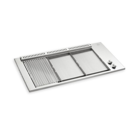 PLA.NET 0203114 | BUILT-IN SENZA COPERCHIO | B.IN80GRILL.R/LL | incasso grill 80 cm 2 liscio/1 rigato | BUILT-IN | Bbq 26+26 p.