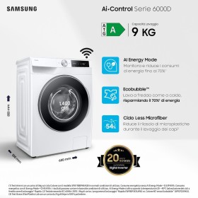 SAMSUNG FS WW90DG6U25LEU3 | LAV.C/FRONT 9KG 1400GIRI CE.A-10% VAP. SILVER