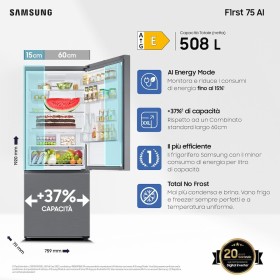 SAMSUNG FS RB50DG602ES9EF | COMBI 508LT CE.E L.75CM NOFROST WIFI METAL INOX