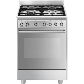 SMEG DOMESTICO LIBERA SX61GM | Cucina | 60x60 cm | Classica | Concerto | Acciaio Inox | Tipo pianale: Gas | Tipo forno principal