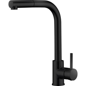 IMEX GCE006/NG | Miscelatore lavello estraibile mod. Malta, corpo in ottone nero opaco, cartuccia monocomando da 35 mm, flessibi