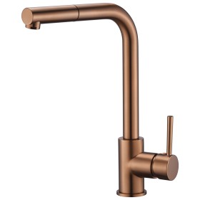 IMEX GCE006/ORC | Miscelatore lavello estraibile mod. Malta, corpo in ottone finitura oro rosa spazzolato, cartuccia monocomando