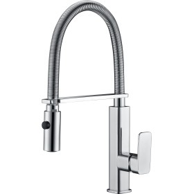 IMEX GCE008 | Miscelatore lavello monocomando mod. Toulouse, corpo in ottone cromato con canna flessibile, cartuccia monocomando