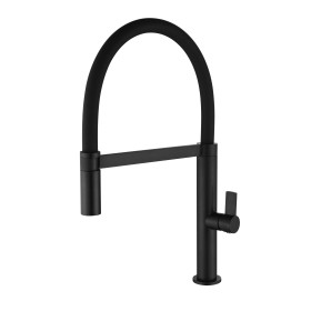 IMEX GCE012 | Miscelatore lavello monocomando mod. Laos nero opaco, corpo in ottone nero opaco con canna flessibile, cartuccia m