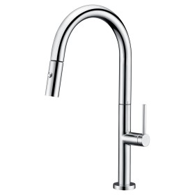 IMEX GCE017 | Miscelatore lavello estraibile mod. Samoa, corpo in ottone cromato, cartuccia monocomando da 25 mm, flessibili da