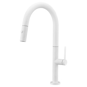 IMEX GCE017/BL | Miscelatore lavello estraibile mod. Samoa bianco opaco, corpo in ottone bianco opaco, cartuccia monocomando da