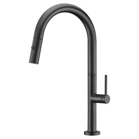 IMEX GCE017/NG | Miscelatore lavello estraibile mod. Samoa nero opaco, corpo in ottone nero opaco, cartuccia monocomando da 25 m