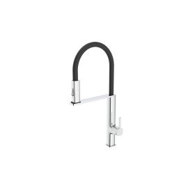 IMEX GCE019 | Miscelatore lavello estraibile mod. Menorca, corpo in ottone cromato, cartuccia monocomando da 35 mm, flessibili d