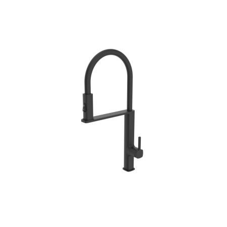 IMEX GCE019/NG | Miscelatore lavello estraibile mod. Menorca nero opaco, corpo in ottone nero opaco, cartuccia monocomando da 35