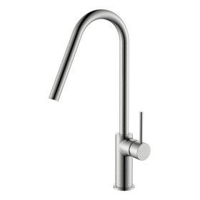 IMEX GCE020/NQ | Miscelatore lavello monocomando mod. Kenia nichel spazzolato, corpo in ottone nichel spazzolato, cartuccia mono