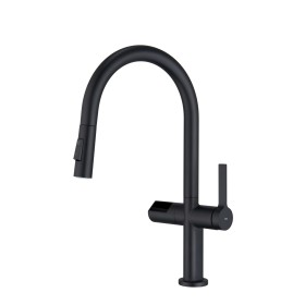 IMEX GCE021/NG | Miscelatore lavello estraibile mod. Turin nero opaco, corpo in ottone nero opaco, cartuccia monocomando da 35 m