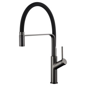 IMEX GCE022/BGM | Miscelatore lavello monocomando mod. Sena black gun metal, corpo in ottone finitura black gun metal con bocca