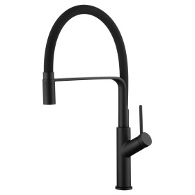IMEX GCE022/NG | Miscelatore lavello monocomando mod. Sena nero opaco, corpo in ottone nero opaco con bocca flessibile nera opac