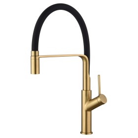 IMEX GCE022/OC | Miscelatore lavello monocomando mod. Sena oro spazzolato, corpo in ottone oro spazzolato con bocca flessibile n