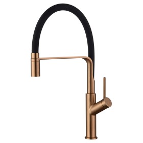 IMEX GCE022/ORC | Miscelatore lavello monocomando mod. Sena oro rosa spazzolato, corpo in ottone oro rosa spazzolato con bocca f