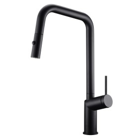 IMEX GCE024/NG | Miscelatore lavello estraibile mod. Bonn nero opaco, corpo in ottone nero opaco, cartuccia monocomando da 35 mm