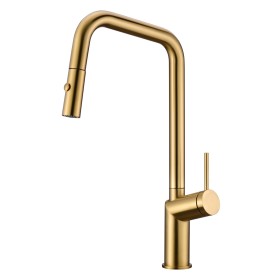 IMEX GCE024/OC | Miscelatore lavello estraibile mod. Bonn oro spazzolato, corpo in ottone oro spazzolato, cartuccia monocomando