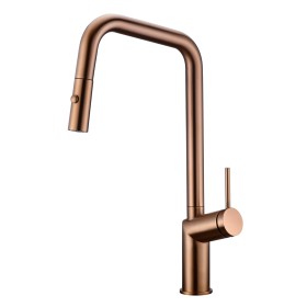 IMEX GCE024/ORC | Miscelatore lavello estraibile mod. Bonn oro rosa spazzolato, corpo in ottone oro rosa spazzolato, cartuccia m