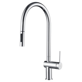 IMEX GCE026 | Miscelatore lavello estraibile mod. Berna, corpo in ottone cromato, cartuccia monocomando da 35 mm apertura a fred