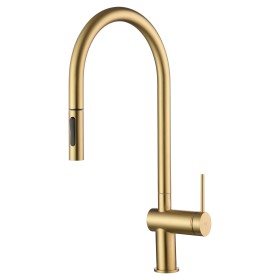 IMEX GCE026/OC | Miscelatore lavello estraibile mod. Berna oro spazzolato, corpo in ottone oro spazzolato, cartuccia monocomando