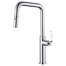 IMEX GCE027 | Miscelatore lavello estraibile mod. Niza, corpo in ottone cromato, cartuccia monocomando da 30 mm, doccetta doppio