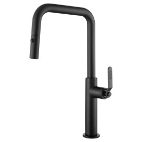IMEX GCE027/NG | Miscelatore lavello estraibile mod. Niza nero opaco, corpo in ottone nero opaco, cartuccia monocomando da 30 mm