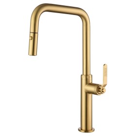 IMEX GCE027/OC | Miscelatore lavello estraibile mod. Niza oro spazzolato, corpo in ottone oro spazzolato, cartuccia monocomando