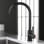 IMEX GCR002/NG | Miscelatore lavello monocomando mod. Lyon nero opaco, corpo in ottone nero opaco, cartuccia monocomando da 35 m