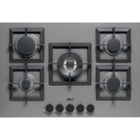 ELLECI Kitchen PGSP75148CS P. COTTURA PLANO 75 5 FG (TCC)  CEMENTO 48 GRIGLIE GHISA MANOPOLE BLACK