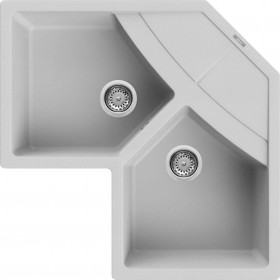 Elleci LMUCOR79 | Lavello angolare 2 vasche con gocciolatoio | Unico Corner | 830 x 830 | Granitek M79 | Base Corner | Sopratop