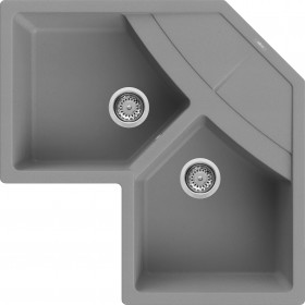 Elleci LMUCOR73 | Lavello angolare 2 vasche con gocciolatoio | Unico Corner | 830 x 830 | Granitek M73 | Base Corner | Sopratop