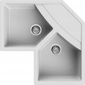 Elleci LGUCOR68 | Lavello angolare 2 vasche con gocciolatoio | Unico Corner | 830 x 830 | Granitek G68 | Base Corner | Sopratop